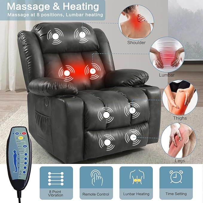 PARKOL Power Lift Recliner Chair for Elderly Breathable Leather Recliner Chair with Massage and Heat,2 Cup Holders,Electric Stand Assist,USB Ports,Gifts for Family (Beige)-Ruum Studio Home