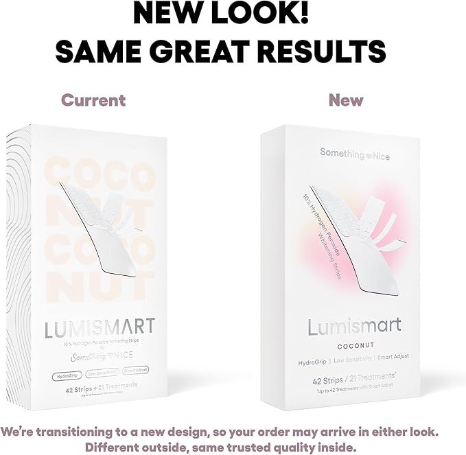 Something Nice Lumismart Whitening Strips - Dentist-Designed, Enamel Safe, up to 42 Treatments with Smart Adjust - Teeth Whitening Strips in Coconut for Sensitive Teeth-Ruum Studio Home