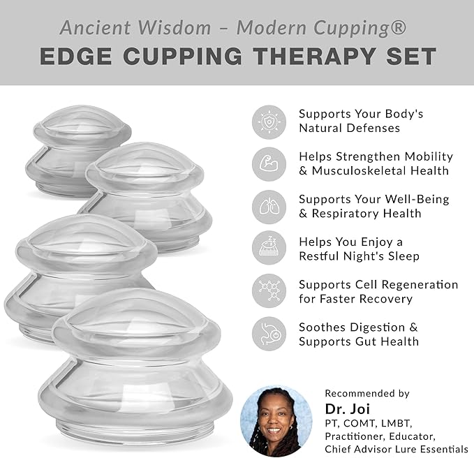Silicone Cupping Therapy Set Professional Massage Cupping Cups for Cupping Therapy 4 Cup Kit for Massage, Myofascial Release, Cellulite Reduction (Lure Clear)-Ruum Studio Home