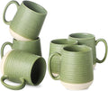 Hasense Porcelain Coffee Mugs Set of 6, 15 Ounce Large Ceramic Coffee Cups Set with Handle for Latte, Tea, Cocoa and Hot Chocolate, Green Coffee Mugs for Men and Women, Microwave Safe-Ruum Studio Home