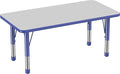 FDP Rectangle Activity School and Kids Classroom Table (24 x 48 inch), Toddler Legs, Adjustable Height 15-24 inches - Gray Top and Blue Edge-Ruum Studio Home
