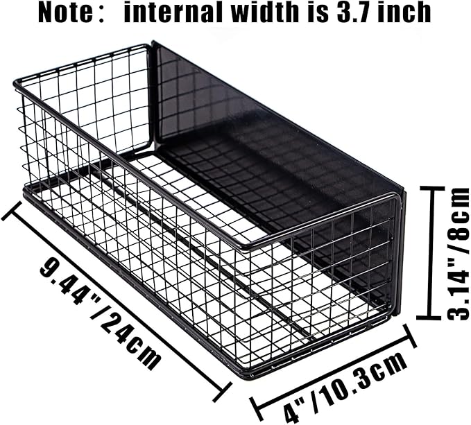 Magnetic Basket, Magnetic Shelf for Fridge, Magnetic Spice Rack Wire Mesh Magnetic organizer Holder Accessories for Office Kitchen Classroom Storage, Black-High, 9.44" x 4" x 3.14"-Ruum Studio Home