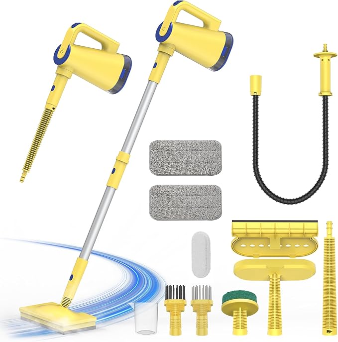 Steam Mop with Detachable Handheld Steam Cleaner for Home Cleaning,13OZ Water Tank,with Handheld 6-in-1 Multi-function Attachments for Hardwood Floors,Clothes,Windows,Tiles Grout and Furniture-Ruum Studio Home