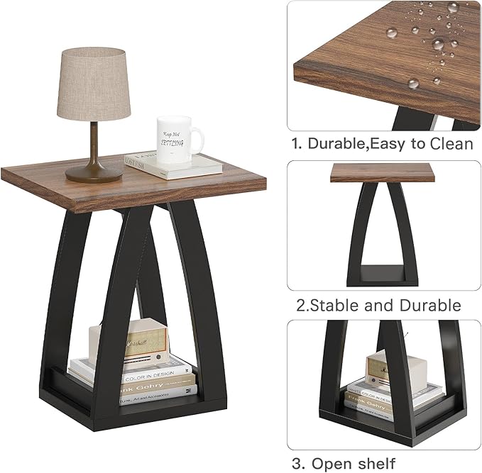 End Table, Side Table, Nightstand, Sofa Side Table with Shelf, Modern End Table for Living Room, Bedroom-Ruum Studio Home