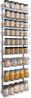 SWOMMOLY Adjustable Wall Mount Spice Rack, 9-Tier Dual-use (Multi-use) Organizer, Silver-Ruum Studio Home