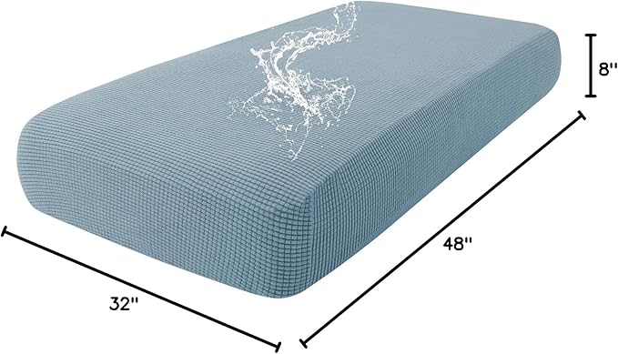 hyha Waterproof Couch Cushion Covers for Pets, Non Slip Sofa Seat Cover for Dogs Washable, Soft Thick Stretch Jacquard Fabric, Sofa Slipcovers with Elastic Bottom (1 Piece for Medium, Lake Blue)-Ruum Studio Home