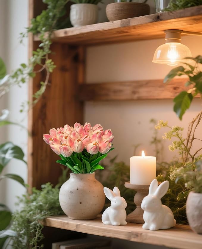 15pcs Real Touch Tulips PU Artificial Flowers Fake Tulips Flowers for Arrangement Wedding Party Easter Spring Home Dining Room Office Decoration-Ruum Studio Home