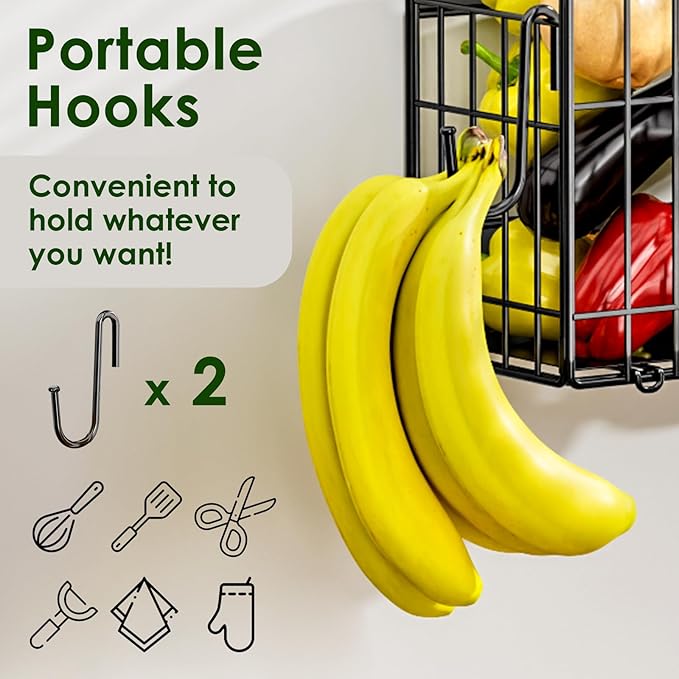 Magnetic Shelf for Fridge, Fruit Potato and Onion Storage Bins, Magnetic Spice Rack Shelves for Side of Refrigerator, Fruit Basket Magnetic Fridge Shelf Kitchen Pantry Storage Organizer-Ruum Studio Home