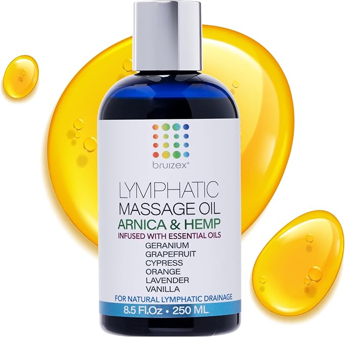Lymphatic Drainage Massage Oil with Arnica & Natural Hemp Seed Oil, Post Surgery Recovery & Lipedema, Liposuction, 360 Lipo, BBL, Tummy Tuck, Fibrosis Treatment, Body Detox, 8.5 Oz-Ruum Studio Home