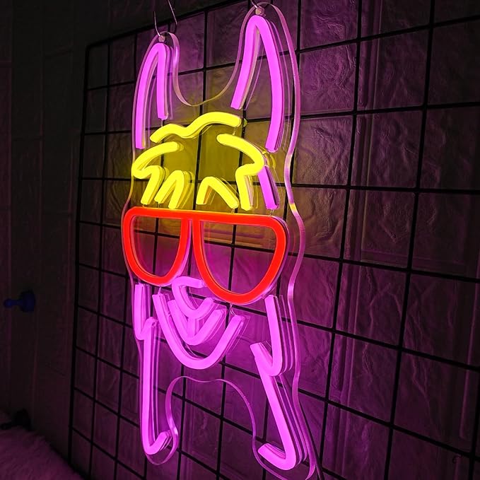 Llama With Red Glasses Neon Sign for Wall Decor Llama Neon Light Cool Animal Neon Light Sign Dimmable USB Powered Colorful LED Neon Sign for Bedroom Zoo Home Bar Pub Animal Lover Restaurant-Ruum Studio Home