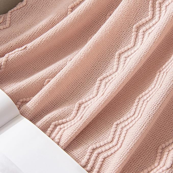 MIULEE Light Pink Knitted Throw Blanket for Couch Bed, Boho Textured Cozy Woven Decorative Farmhouse Blanket with Tassels for Sofa Chair Living Room 50"x60"-Ruum Studio Home