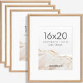 16x20 Picture Frame Set of 4 Natural Solid Oak Photo Frames with 11x14 Removable Mat Wall Hanging Large Handcrafted Frame with HD Plexiglass Wall and Tabletop Display Large Poster Frame-Ruum Studio Home