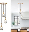 3-Light Raindrop Pendant Light Fixtures, Brass Glass Pendant Lighting, Teardrops Modern Hanging Light for Entryway Foyer Kitchen Island Dining Living Room Hallway-Ruum Studio Home