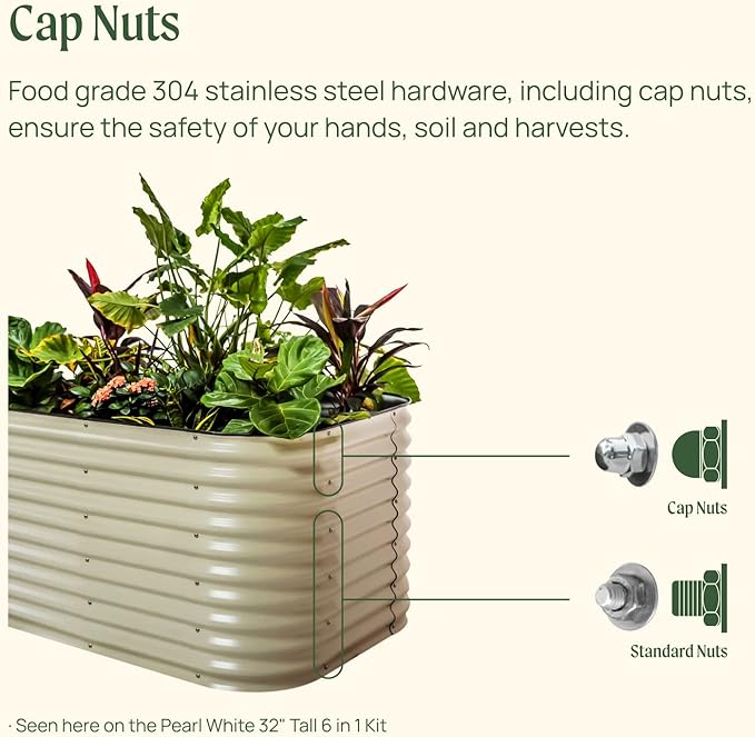 Vego garden 32" Extra Tall Raised Garden Bed Kits, 6 in 1 Modular Raised Planter Box for Vegetables Flowers Fruits Oval Metal Raised Garden, Terra Cotta-Ruum Studio Home