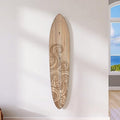 Wooden Surfboard Wall Decor Growth Chart - Surfboard Art Decor for Kids Room, Wood Surfboard Kids Sizing Chart, Surf Boards Art, Height Board Surfer Decor - Brown Wave (9.5"x 46")-Ruum Studio Home