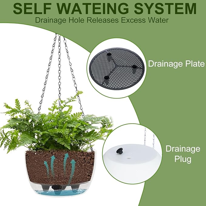2 Packs Solar Hanging Basket Planters for Plants Outdoor, Self Watering Blue Flower Plants Pots with Solar Light Drainer for Balcony Patio Garden Outdoor Decoration-Ruum Studio Home
