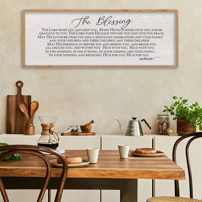 LuZhiQiang The Blessing Christian Song Lyrics Wall Decor 40''×15'' Scripture May The Lord Bless You Bible Verse Wall Art Sign (Wood)-Ruum Studio Home