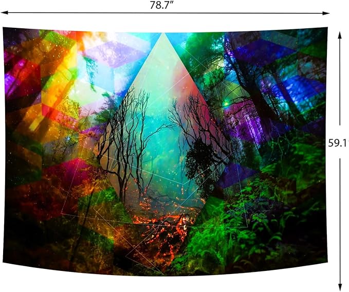 Delur Forest Tapestry Tree of Life Tropical Rainforest Tapestry Wall Hanging Colorful Nature Landscape Mystical Psychedelic Spiritual Headboard for Bedroom Living Room Home Decor (59.1" x 78.7")-Ruum Studio Home