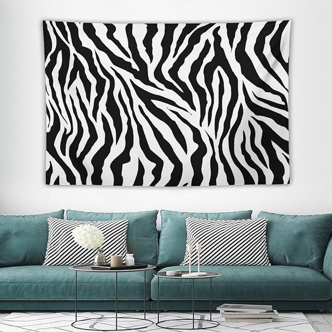HZOHNAGO Zebra Print Tapestry Nature Wild Animals Black and White Stripe Printed Wall Tapestry Painting Wall Hanging for Bedroom Living Room Dorm 60" W x 40" H-Ruum Studio Home