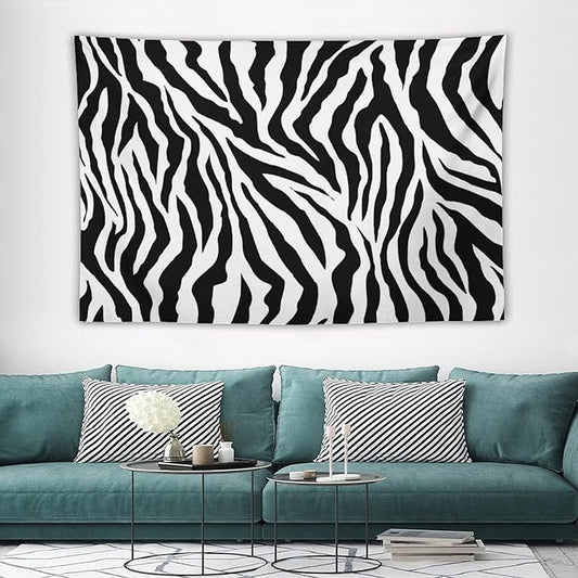 HZOHNAGO Zebra Print Tapestry Nature Wild Animals Black and White Stripe Printed Wall Tapestry Painting Wall Hanging for Bedroom Living Room Dorm 60" W x 40" H-Ruum Studio Home