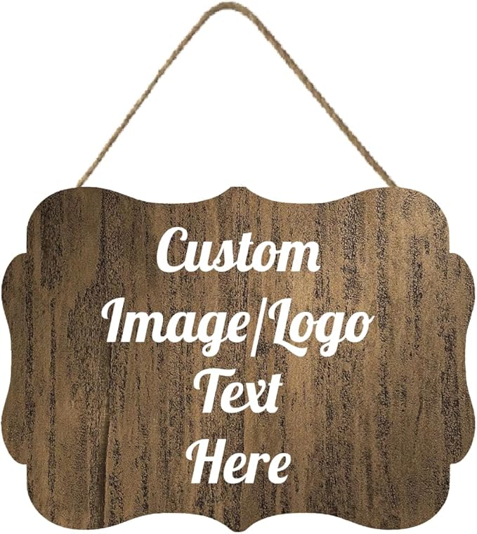 Personalized Wooden Welcome Sign Front Door Decor Home Sign Customized Image/Text Hanging Farmhouse Decorations for Home Office 11.2 * 8 Inch-Ruum Studio Home
