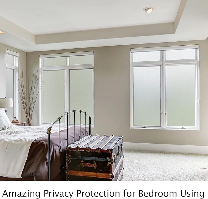 HIDBEA Frosted Window Privacy Film Heat Control UV Blocking, Static Cling Non-Adhesive Reusable Door coverings for Bathroom Home Office (White Frosted 11.8 Inch x 6.5 Feet)-Ruum Studio Home