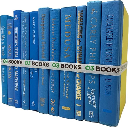 Curated Decorative Books Hardcover Décor Books for Home Décor, Choose Color, Interior Design, Office, Wedding Display, Instant Library, or Staging (Light Blue, One Foot)-Ruum Studio Home