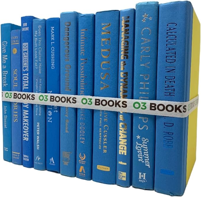Curated Decorative Books Hardcover Décor Books for Home Décor, Choose Color, Interior Design, Office, Wedding Display, Instant Library, or Staging (Light Blue, Three Feet)-Ruum Studio Home