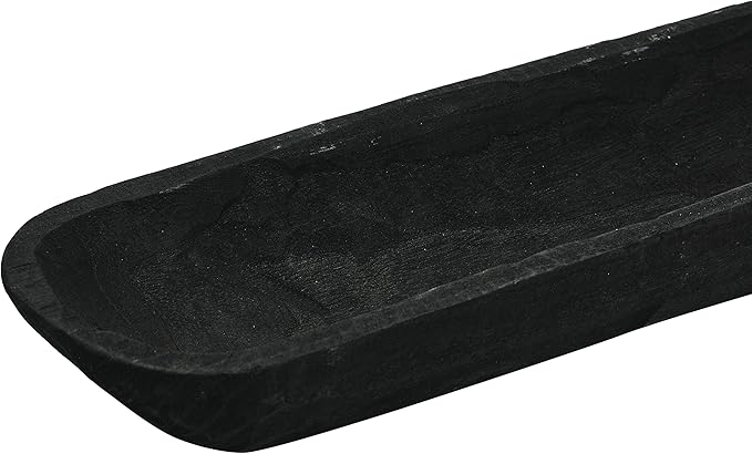 Creative Co-Op Decorative Paulownia Wood Bowl, Black-Ruum Studio Home