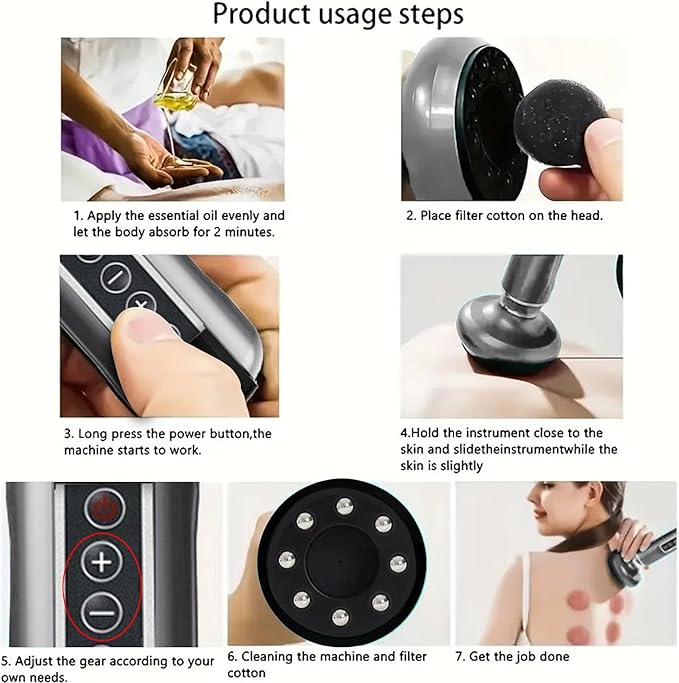 VHV Handheld Cellulite Massager Tool- Cupping Therapy Set, Elouris Cellulite Tool、Rechargeable Scraping and Cupping Machine,12-Level Adjustable Cupping kit for Massage Therapy、Cupping Machine.(Grey)-Ruum Studio Home