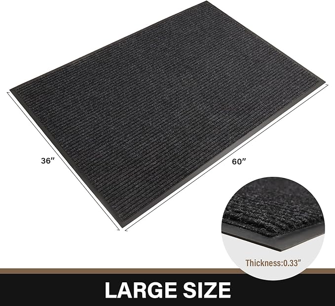 Large Front Door Mat, 60" x 36" Durable Front Doormat, Heavy Duty Large Welcome Door Matt for Home Entrance, No Slip Rubber Low Profile Door Mats for High Traffic Area-Ruum Studio Home