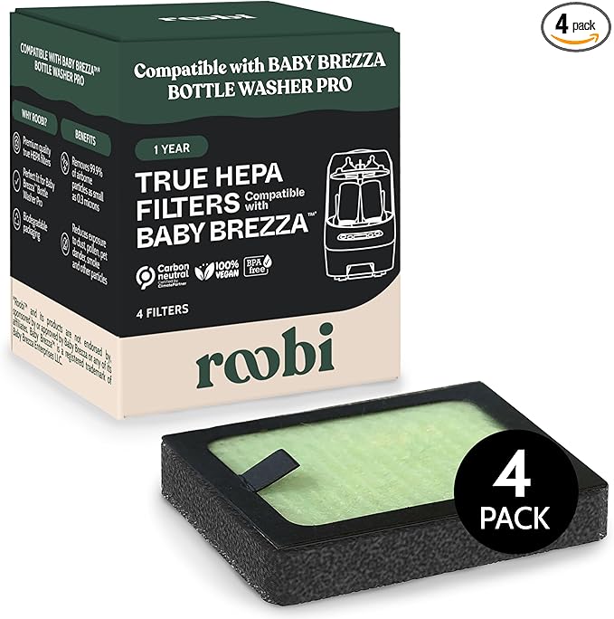 Roobi Hepa Filters Compatible with Baby Brezza. Specially Formulated for Washer Pro. 4 Carbon Neutral Replacement Pack.-Ruum Studio Home