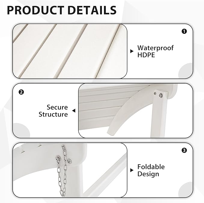 Sundale Outdoor Folding Plastic Adirondack Ottoman, All-Weather Adirondack Chair Footrest, Fade and Rust Resistant, Perfect for Outside Patio Garden Pool Yard White-Ruum Studio Home