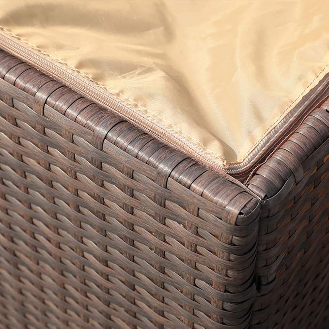 Super Patio Wicker Outdoor Patio Storage Box Waterproof, Rattan Storage Bin Deck Box for Cushions, Garden Tools, 88 Gallon, Brown-Ruum Studio Home