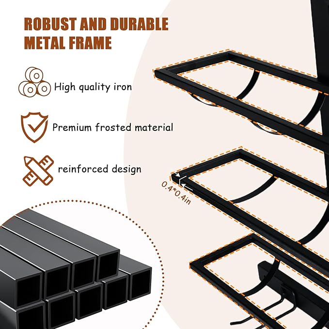 16 Bottle Wall Mount Wine Rack with Wine Glass Holder, Metal Wine Wall Rack, Wall Racks for Wine Bottles Display and Storage, Hanging Bottle Organizer for Living Dining Room Wine Cellar Bar (Black)-Ruum Studio Home