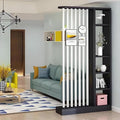 Wall Room Divider with Shelves, Freestanding Modern Wood + Metal Room Divider Screen with Storage Cabinet, Black, 1 Panel, L 31.49.478.7in-Ruum Studio Home