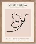 Poster Master Vintage Poster - Retro One Line Butterfly Drawing Print - Butterfly Line Art - Minimal Gift for Him, Her, Animal Lover - Abstract Decor for Home, Office, 11x14 Beige Framed-Ruum Studio Home