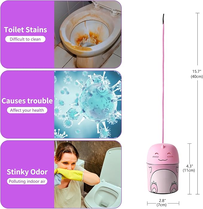 Toilet Bowl Cleaners Bottle Cute Dinosaur Shaped Bathroom Toliet Bowl Cleaner Toilet Tank Cleaner with Fresh Peach Scent (Pink)-Ruum Studio Home