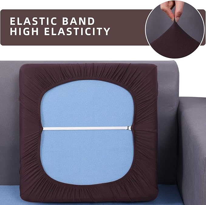hyha Waterproof Couch Cushion Covers, Stretch Sofa Couch Seat Slipcover for Dog Washable, Non-Slip Waterproof Outdoor Cushion Covers for Patio Furniture Replacement (1 Piece for Large, Chocolate)-Ruum Studio Home