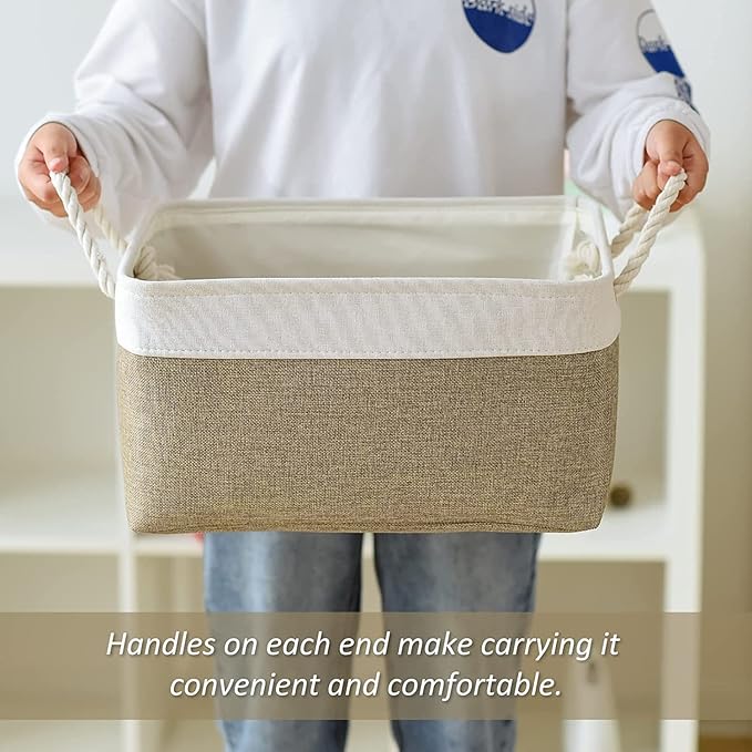 TcaFmac Storage Basket for Organizing - Large 4 Pack Fabric Storage Bins Baskets for Shelves, Foldable Storage Cubes for Closet Cloth Toy Box Gift Organizer(White & Khaki16x12x8 inch)-Ruum Studio Home