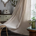 Sutuo Home Boho Curtain 72 Inches Long for Bedroom, Natural Linen Look Textured Burlap Rod Pocket Chic Semi Blackout Bohemian Handmade Tassels Window Treatment for Living Room, 1 Panel 59" W x 72" L-Ruum Studio Home