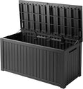 180 Gallon Resin Deck Box, Waterproof Outdoor Storage Bin for Patio Furniture, Pool Accessories, and Garden Tools, Lockable & UV-Resistant, Black-Ruum Studio Home