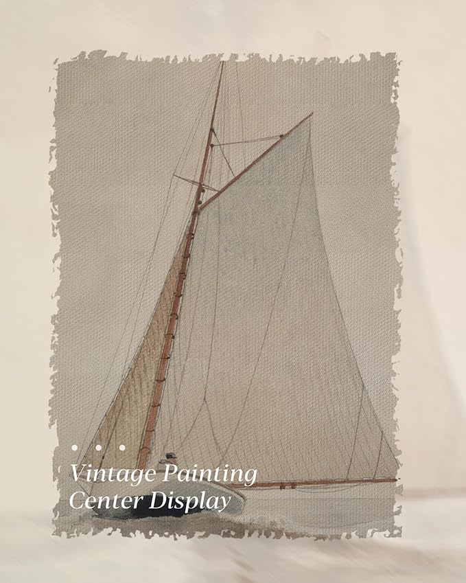 HUARCEY Gold Framed Vintage Wall Art for Living Room, Seaview Painting Prints Shelf Decor for Kitchen, Aesthetic Bedroom Wall Art, Christmas Gifts for Friends or Family (White Sailboat - 12"x16")-Ruum Studio Home