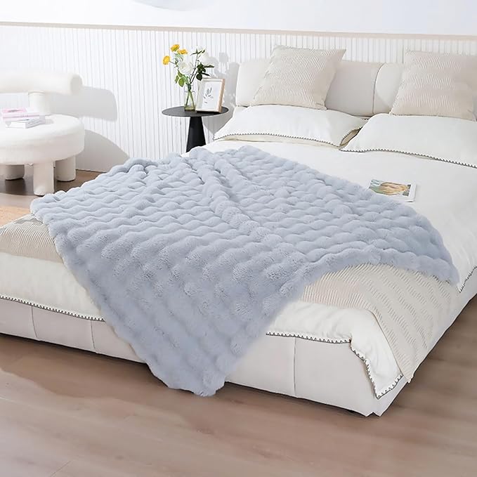UKELER Plush Furry Throw Blanket Large Super Soft Fluffy Blankets Throws for Bed, Couch, Sofa, Office, Camping Plush Shaggy Faux Fur Blanket 60''x80'' Grey-Ruum Studio Home