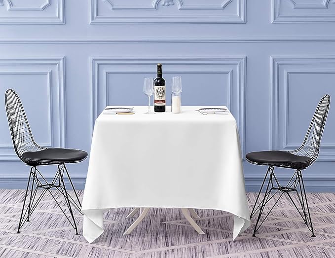 Surmente White Square Tablecloth-52x52 Inch Table Cloth for Small Square Tables,Washable Polyester Table Cover for Weddings, Banquets, or Restaurants-Ruum Studio Home