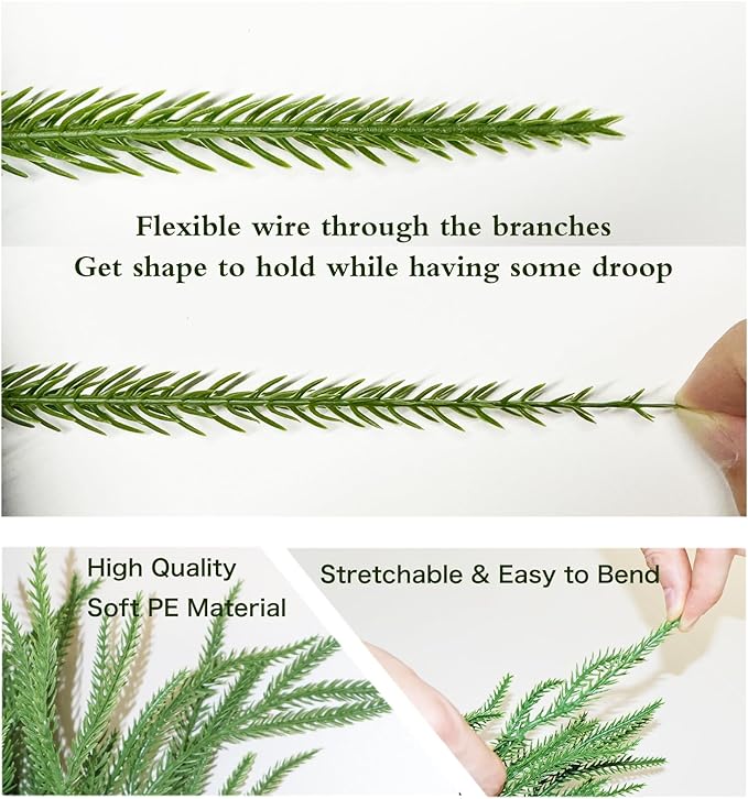 Senjie 6FT 2PCS Christmas Garlands Norfolk Pine Garland Real Touch Artificial Faux Greenery Garland for Holiday Indoor Outdoor Decor-Ruum Studio Home