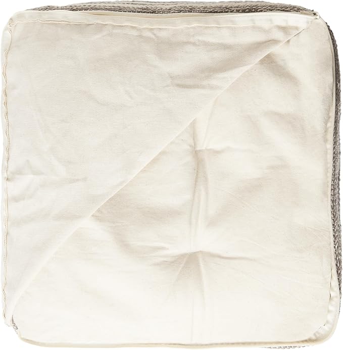 REDEARTH · Tufted Pouf Ottoman with Filler Textured Storage Cube Bean Bag Pouffe Footrest for Living Room, Bedroom, Nursery, Kidsroom; 100% Cotton (17.5"X17.5"X17.5", Melange Delight Taupe)-Ruum Studio Home