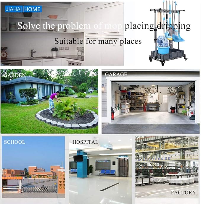 Broom And Mop Holder Put Wet Movable Floor-Mounted Mop Rack Floor Standing Cleaning Tool Cart Storage For Garden Garage Schools, Hospitals, Factories, Hotels,Property Companies-Ruum Studio Home