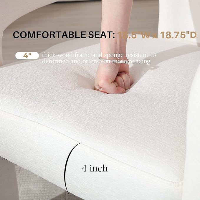 White Chenille Dining Chairs Set of 2, Modern Barrel Dining Room Chairs Upholstered Accent Chair with Arms and Round Back for Living Room Kitchen Armchair No Assembly Needed-Ruum Studio Home