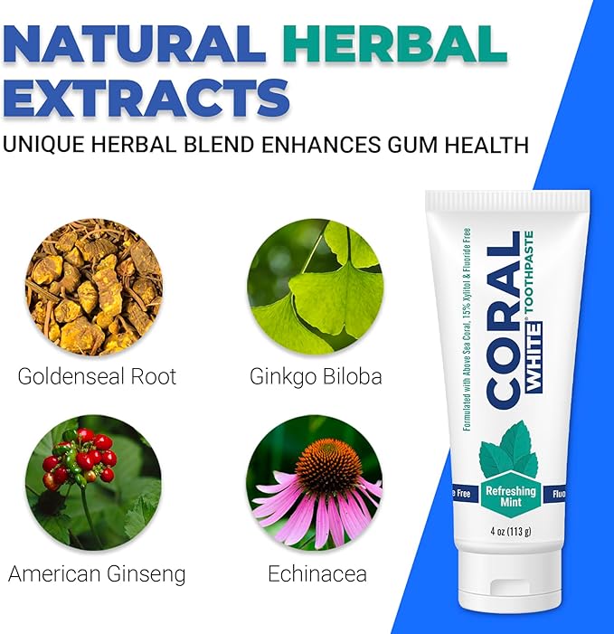 Coral White - Coral White Mint Toothpaste Natural Fluoride SLS Free Coral Calcium Remineralizing Toothpaste 4 Ounce (3 Pack)-Ruum Studio Home